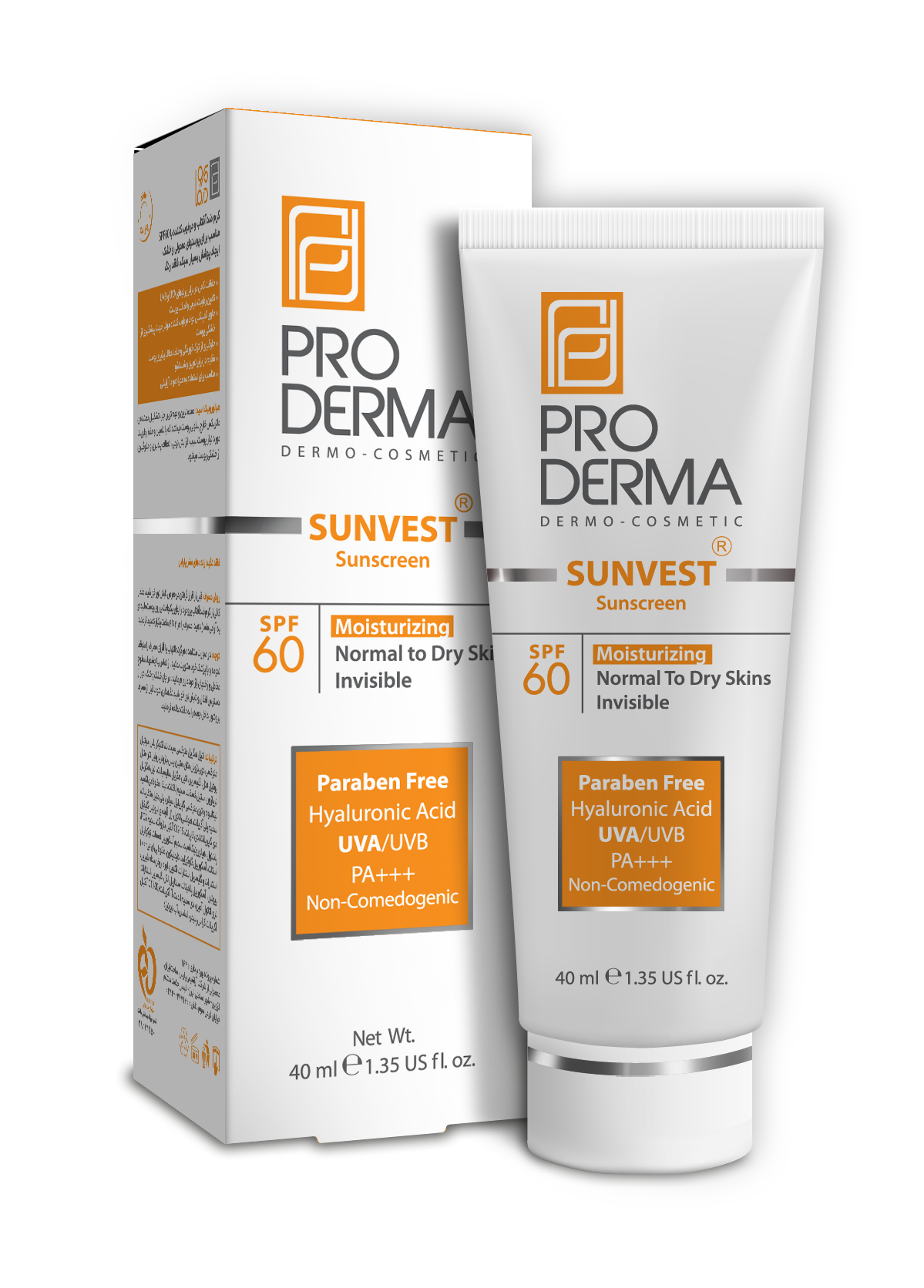 کرم ضد آفتاب و مرطوب کننده پرودرما  مناسب پوست های معمولی و خشک با اثر پوشانندگی فاقد رنگ SPF60