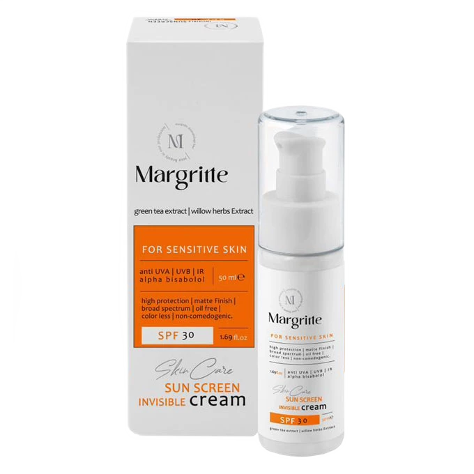 کرم ضد آفتاب ساده مارگریت SPF 30 مناسب پوست های حساس حجم 50 میلی‌لیتر